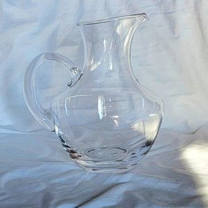 Vintage 8.5" Clear Glass Beverage Pitcher, Rounded Base,
